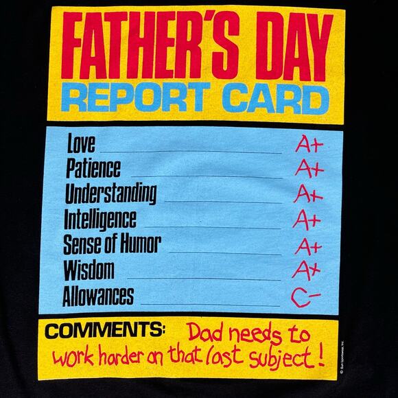 Vintage 90s Father's Day Report Card T-Shirt XXL Single Stitch - Picture 2 of 7